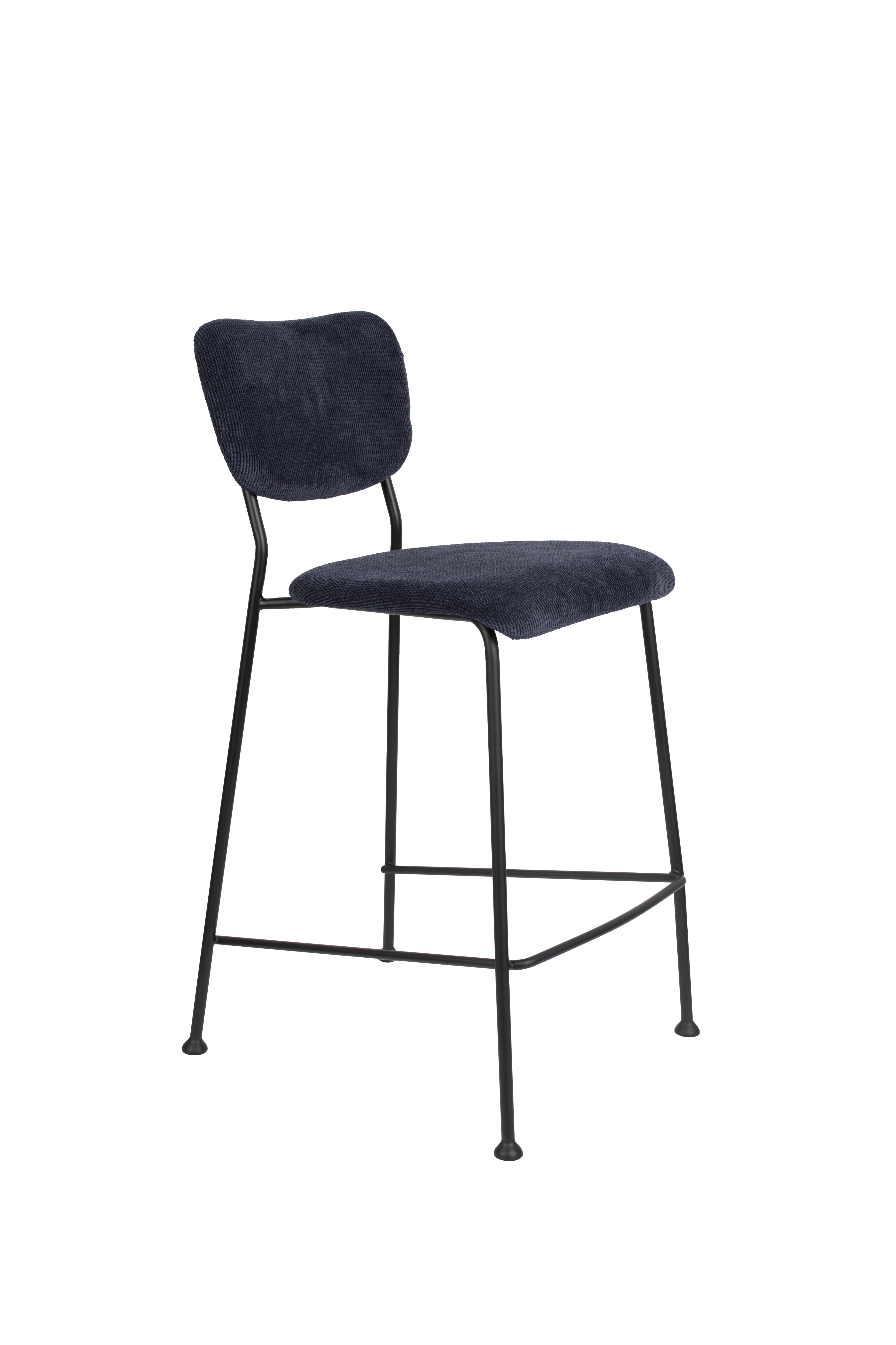 Benson 64.5 Cm - Set of 2 Bar & Counter Stools - Fabric - Dark Blue