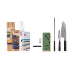 Colección Pakka San-Mai - Set básico de 4 piezas: 2 cuchillos + 2 accesorios
