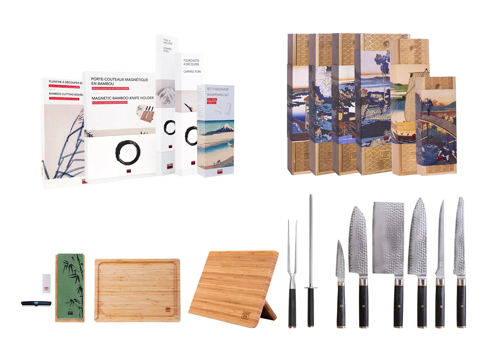 Colección Pakka San-Mai - Set completo de 11 piezas: 6 cuchillos + 5 accesorios