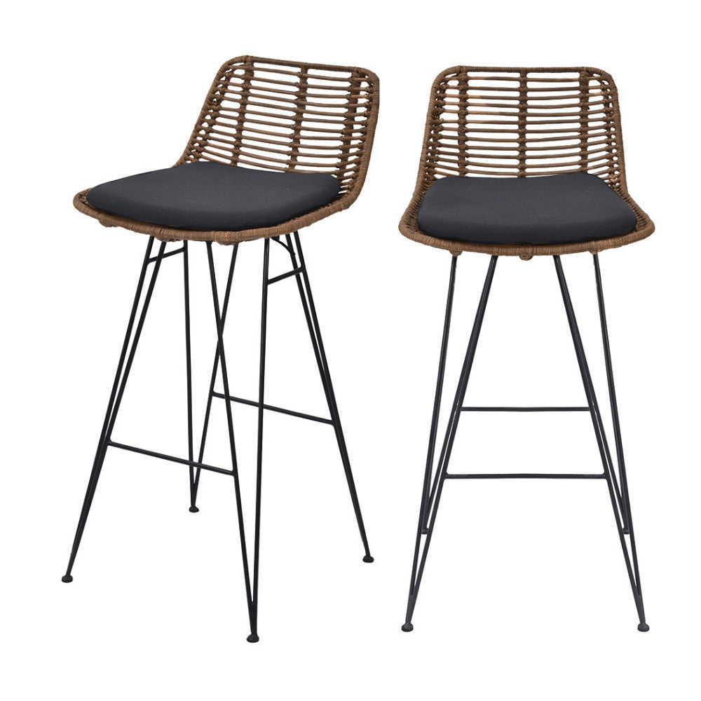 Capurgana - Lot De 2 Chaises De Bar Design - Rotin - Bois foncé