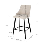 Pipo - Lot De 2 Chaises Pour Îlot Central En Tissu Beige