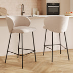 Victoria - Lot De 2 Chaises Pour Îlot Central En Tissu Beige