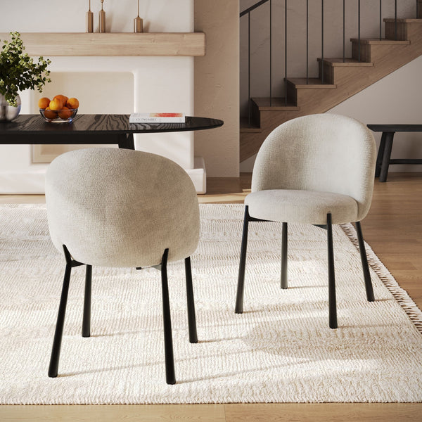 Pulpy - Lot De 2 Chaises En Velours Chenillé Écru Et Métal Noir