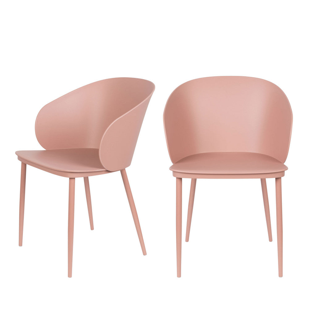 Gigi - Set di 2 sedie - Resina e metallo - Rosa