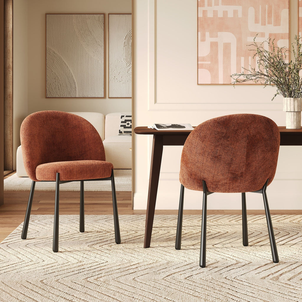 Pulpy - Lot De 2 Chaises En Velours Chenillé Terracotta Et Métal Noir