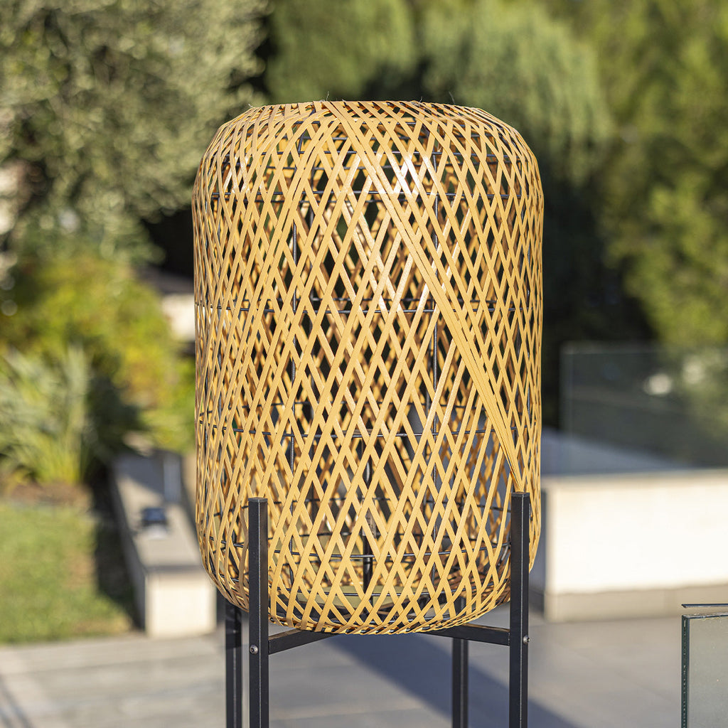 Stanley - Wireless Floor Lamp - Polyrattan - Gray