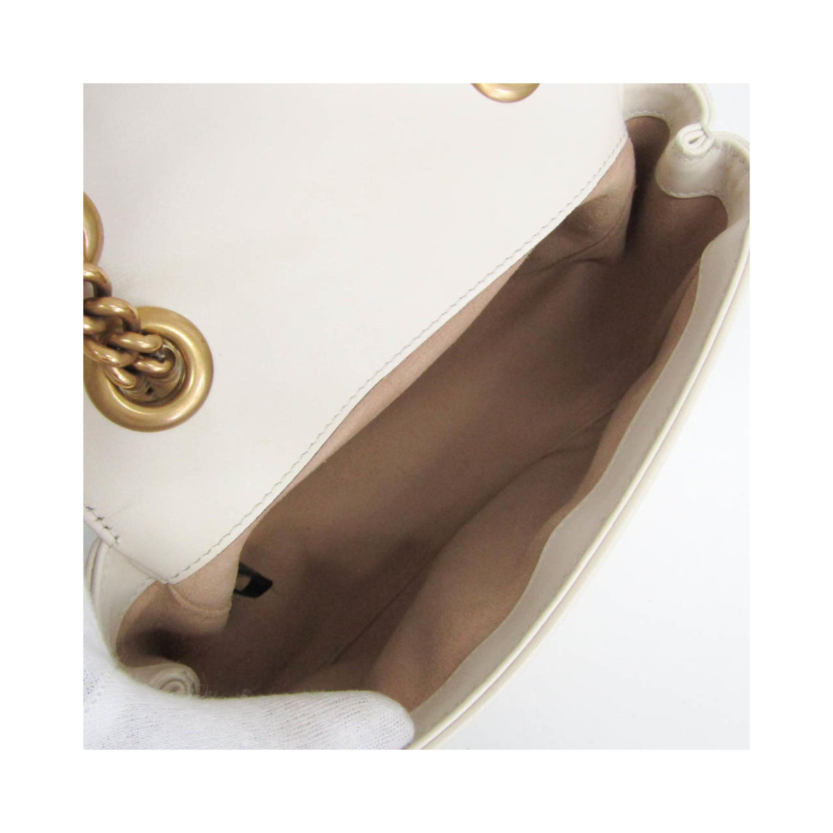 Gucci - Borsa a spalla GG Marmont quadrata con patta mini in pelle - Bianca