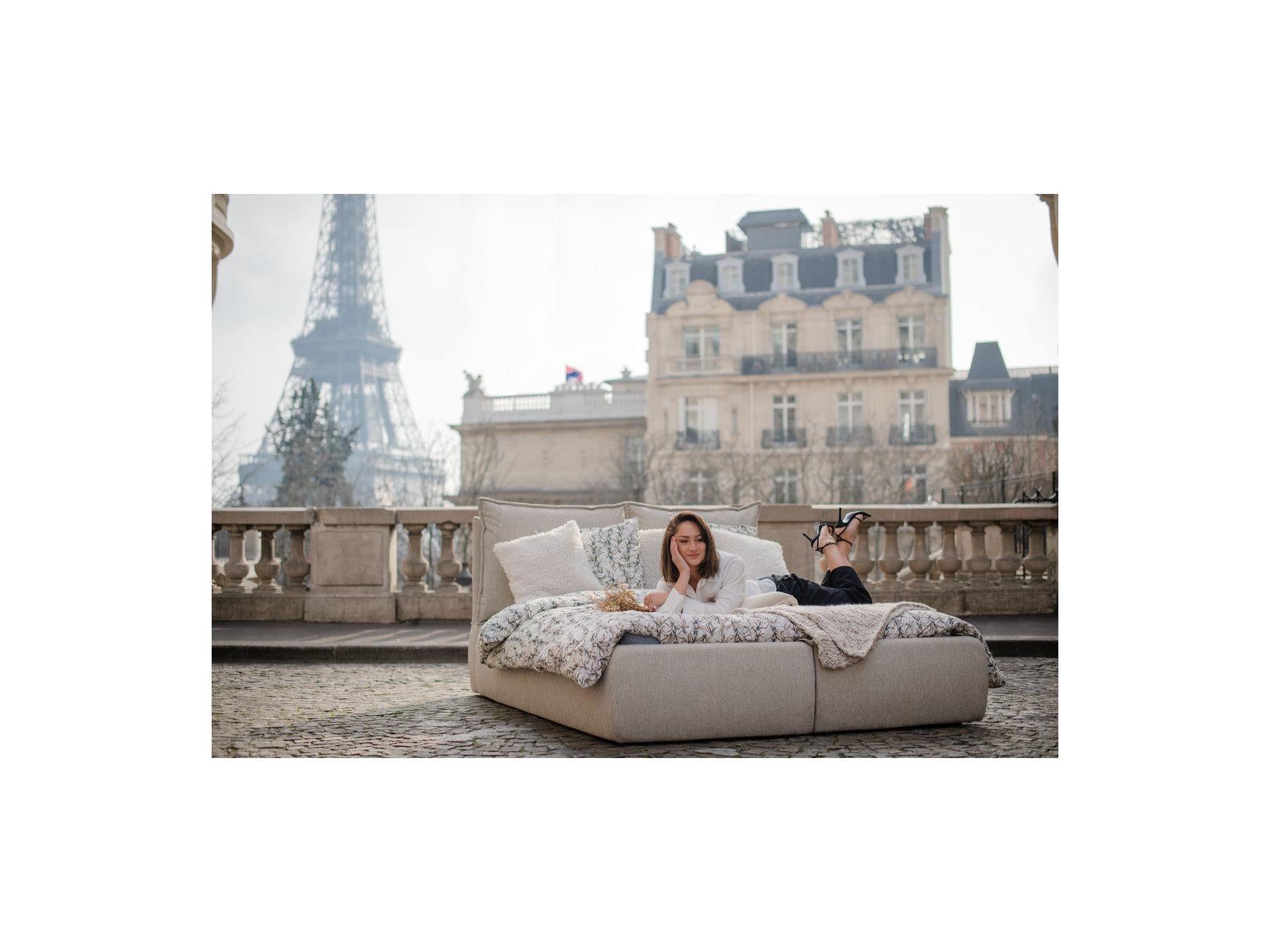 Garance - Ottoman Bed with Pillow-Effect Headboard