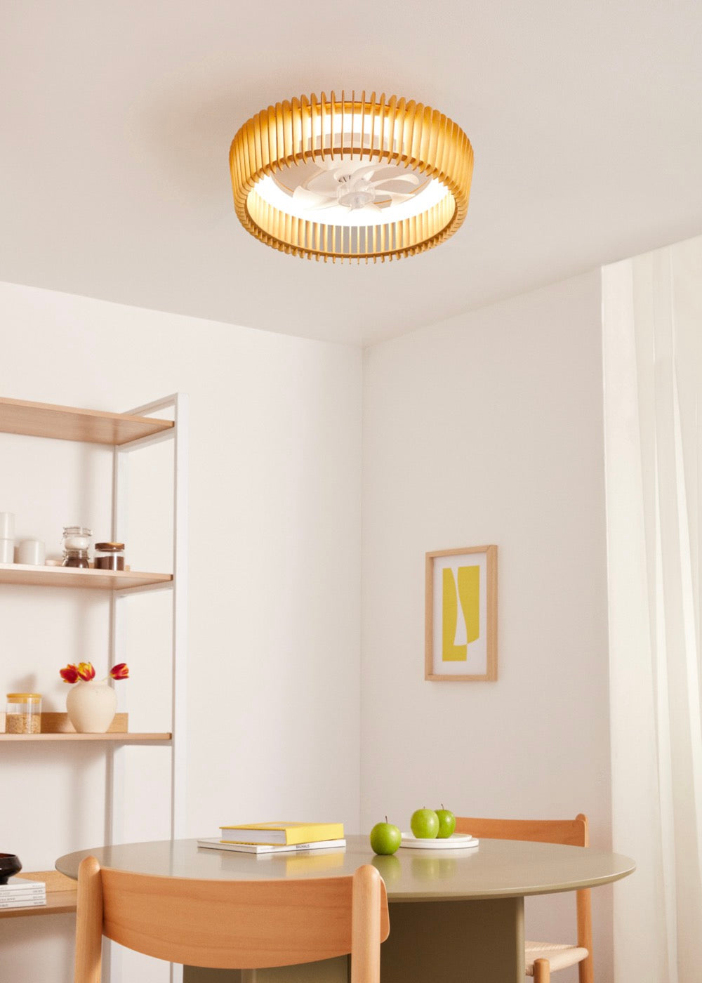 Wind Craft - Ventilateur De Plafond 20W Silencieux Pales Orientables Avec Lumière Led - Blanc/Bois Clair