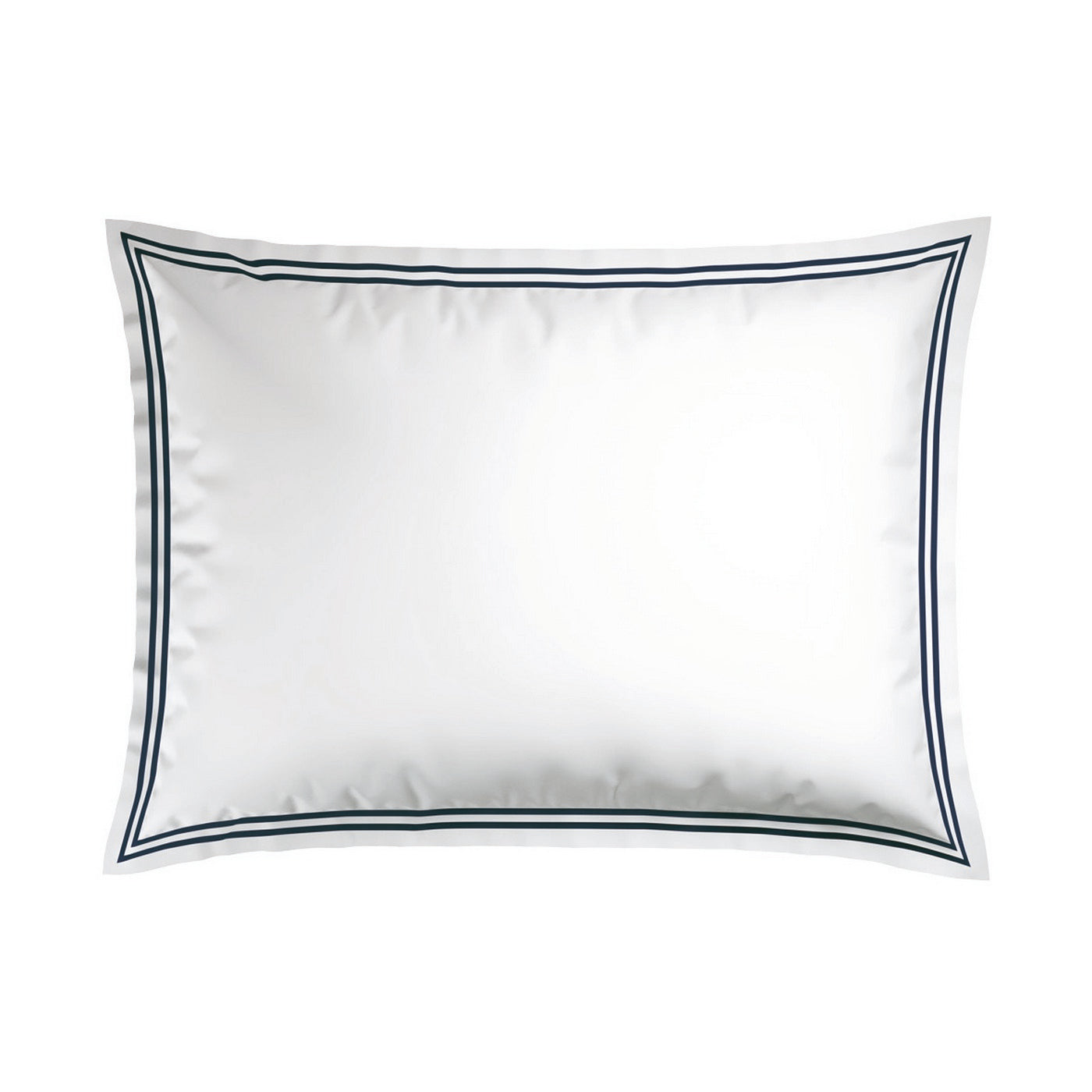 Annecy - Taie D'Oreiller - Satin De Coton - Bleu Foncé / Blanc