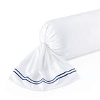 Annecy - Taie De Traversin - Satin De Coton - Bleu Foncé / Blanc