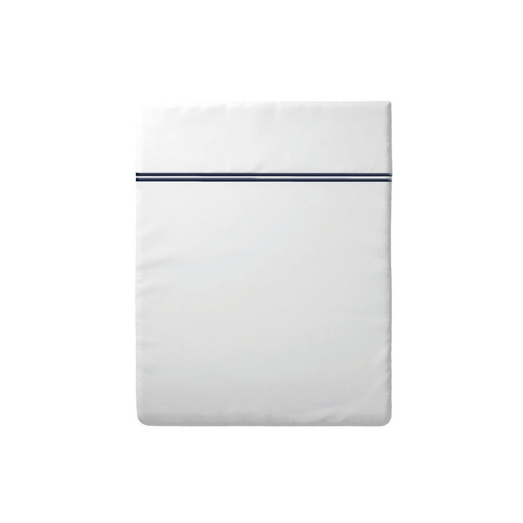 Annecy - Drap Plat - Satin De Coton - Bleu Foncé / Blanc