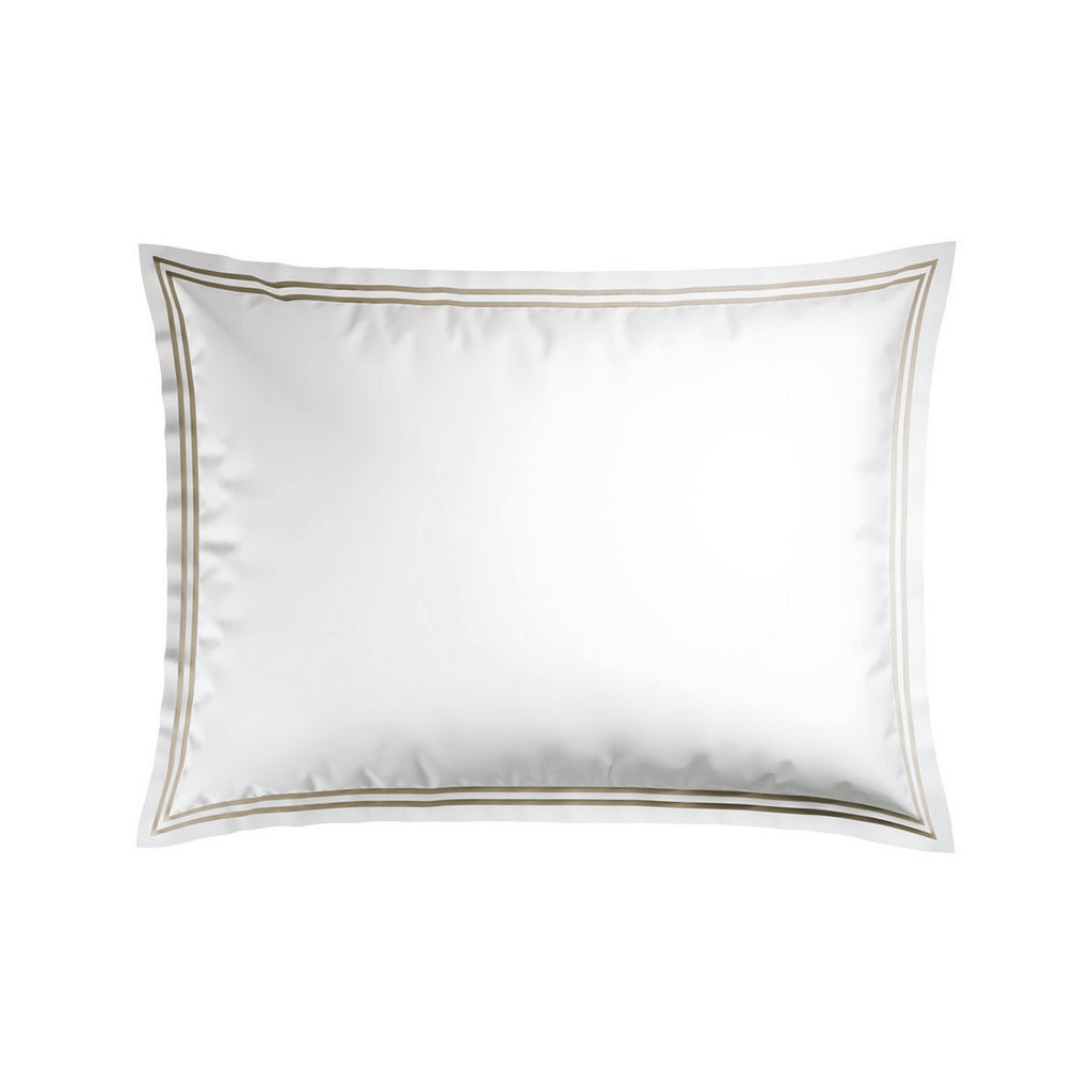 Annecy - Taie D'Oreiller - Satin De Coton - Taupe / Blanc