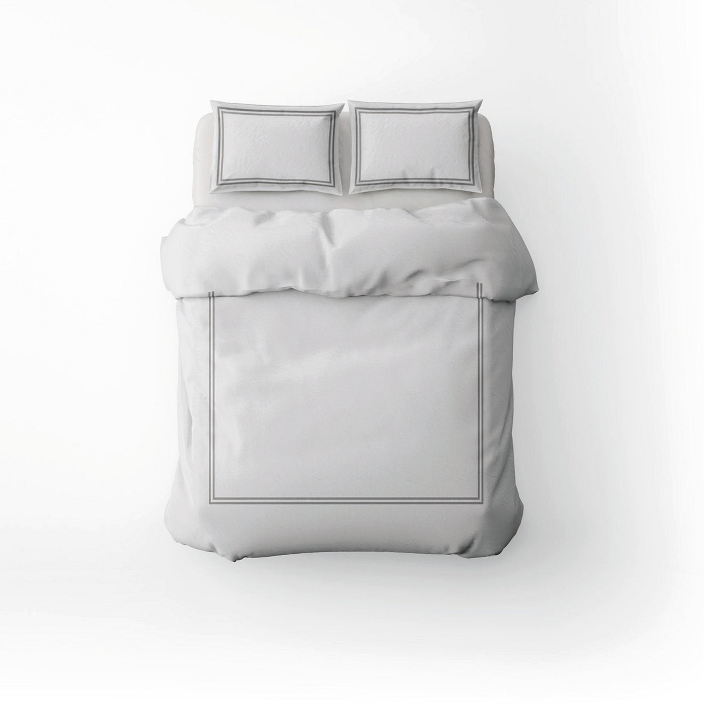 Annecy - Housse De Couette + Taie D'Oreiller - Satin De Coton - Gris / Blanc