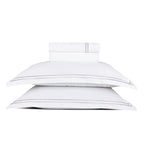 Annecy - Ensemble De Draps - Satin De Coton - Gris / Blanc