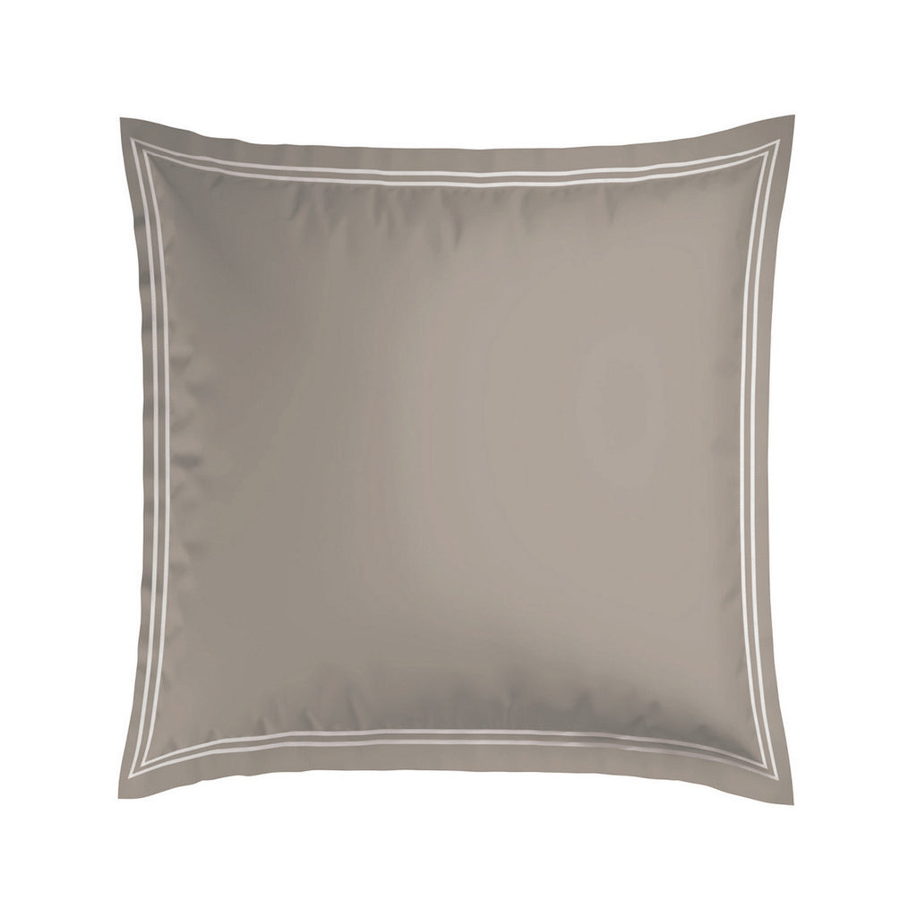 Annecy - Taie D'Oreiller - Satin De Coton - Blanc / Taupe