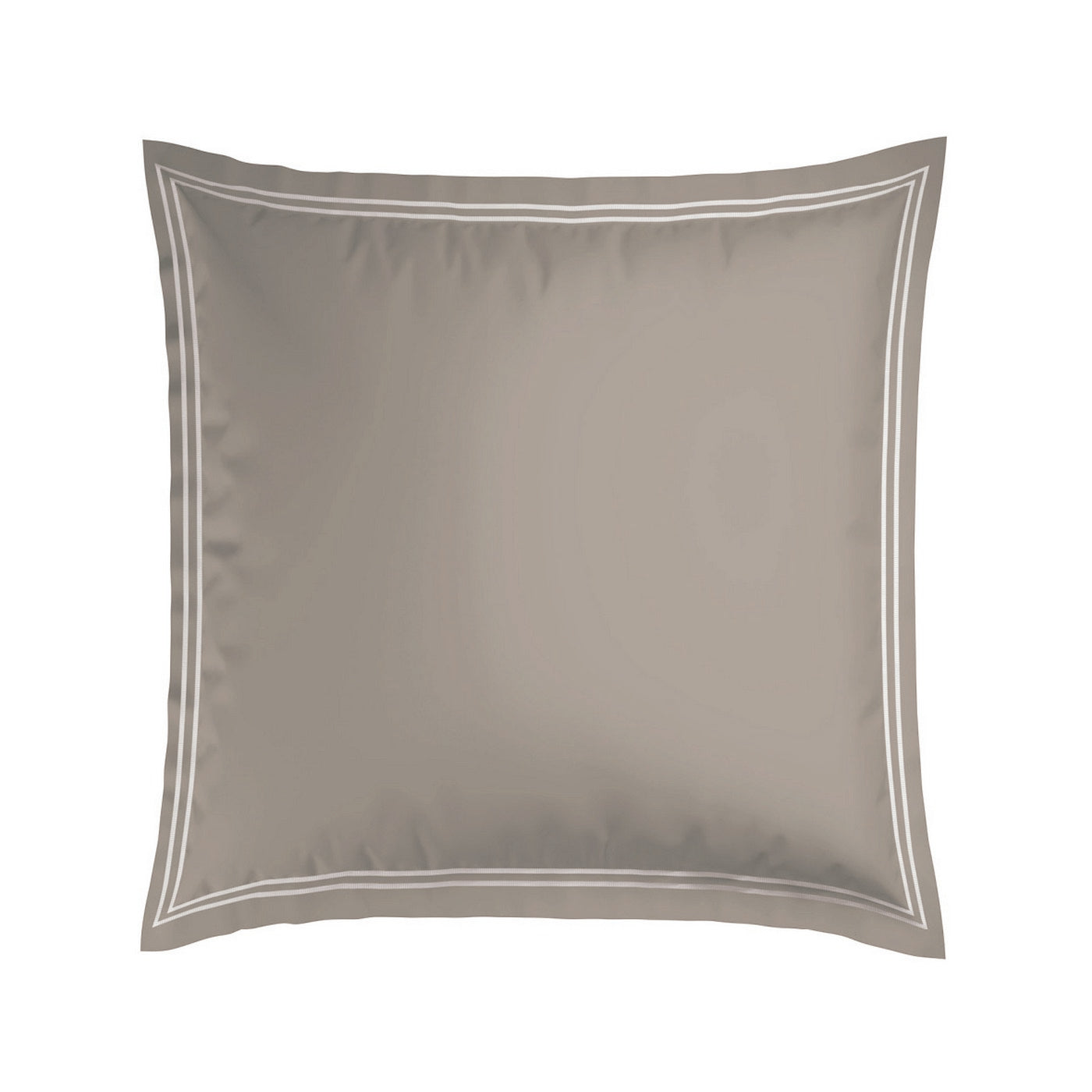 Annecy - Taie D'Oreiller - Satin De Coton - Blanc / Taupe