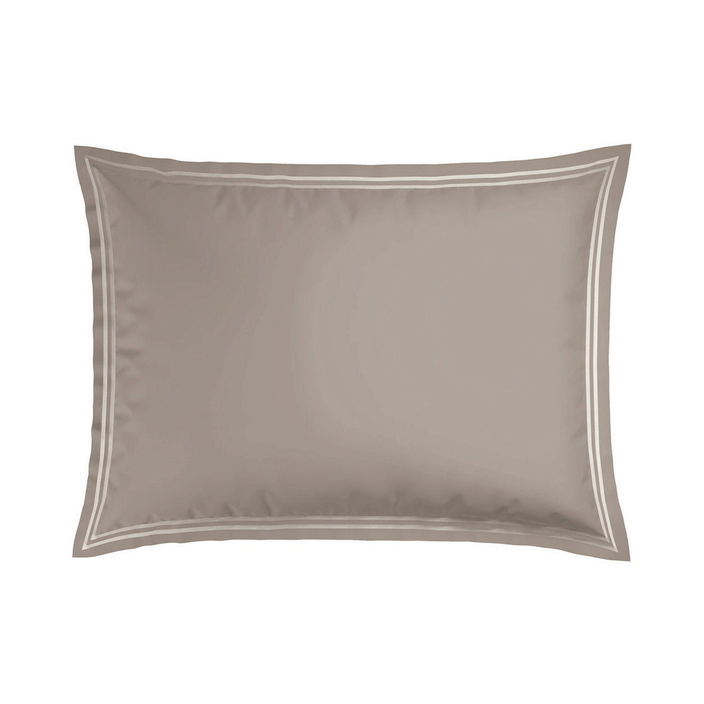 Annecy - Taie D'Oreiller - Satin De Coton - Blanc / Taupe