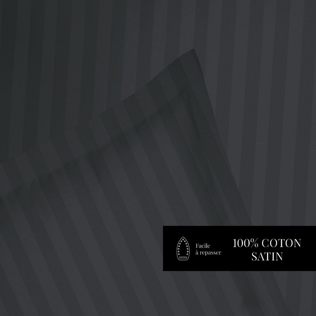 Dobby Stripe Woven Sheet Set - Taie D'Oreiller - Satin De Coton - Gris 03