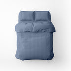Dobby Stripe Woven - Housse De Couette + Taie D'Oreiller - Satin De Coton - Bleu 06