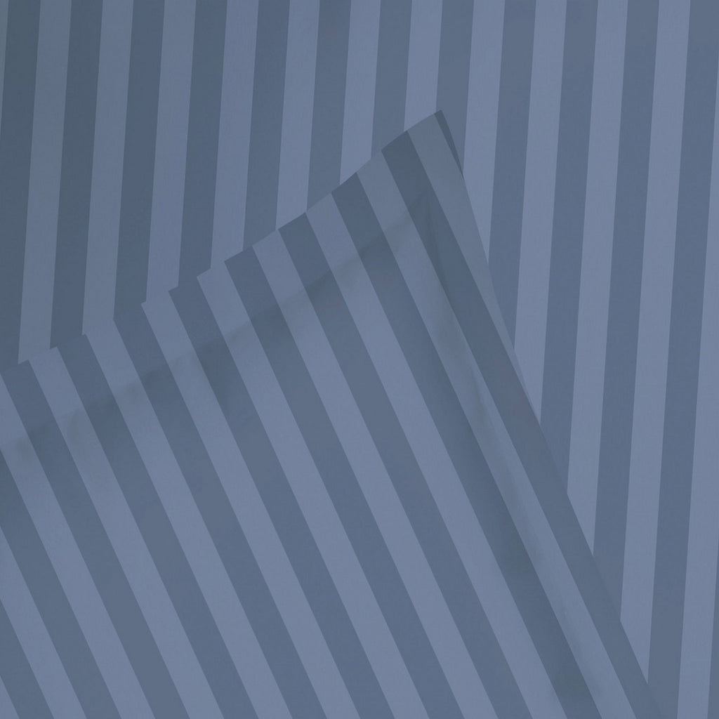 Dobby Stripe Woven Sheet Set - Drap Plat - Satin De Coton - Bleu 06