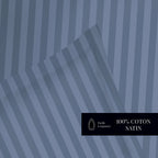 Dobby Stripe Woven Sheet Set - Drap Plat - Satin De Coton - Bleu 06