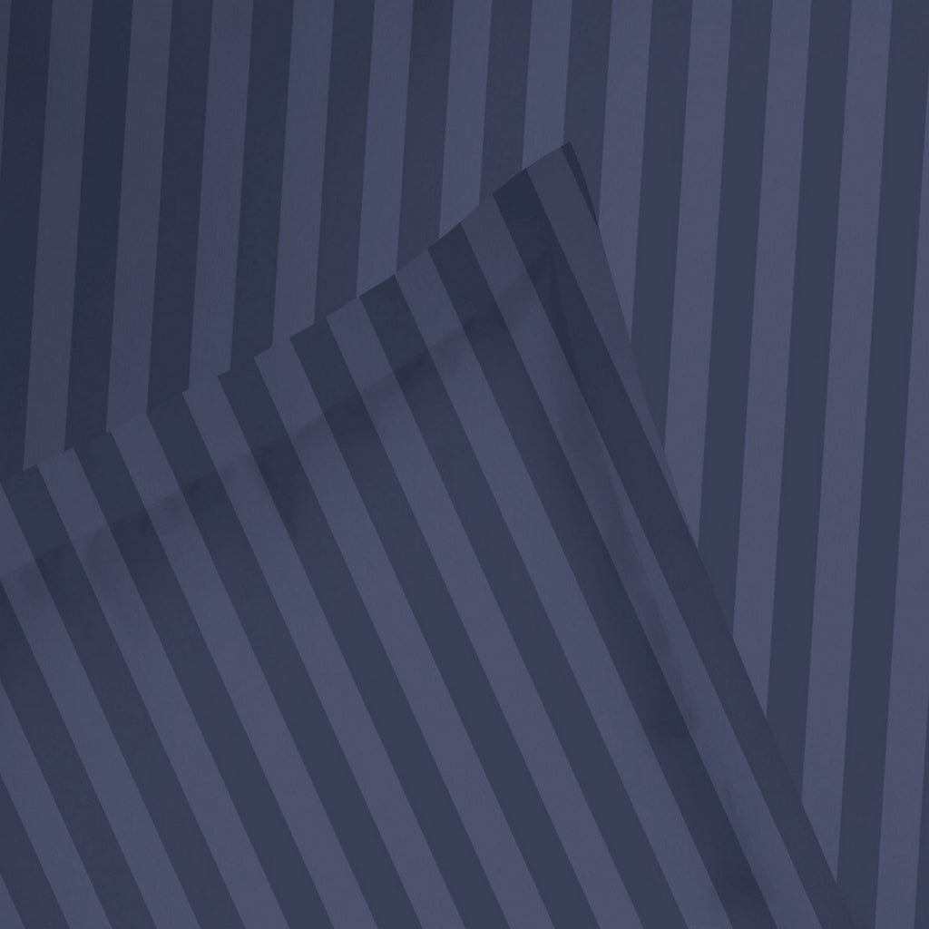 Dobby Stripe Woven Sheet Set - Drap Plat - Satin De Coton - Blue 11