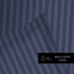 Dobby Stripe Woven Sheet Set - Drap Plat - Satin De Coton - Blue 11