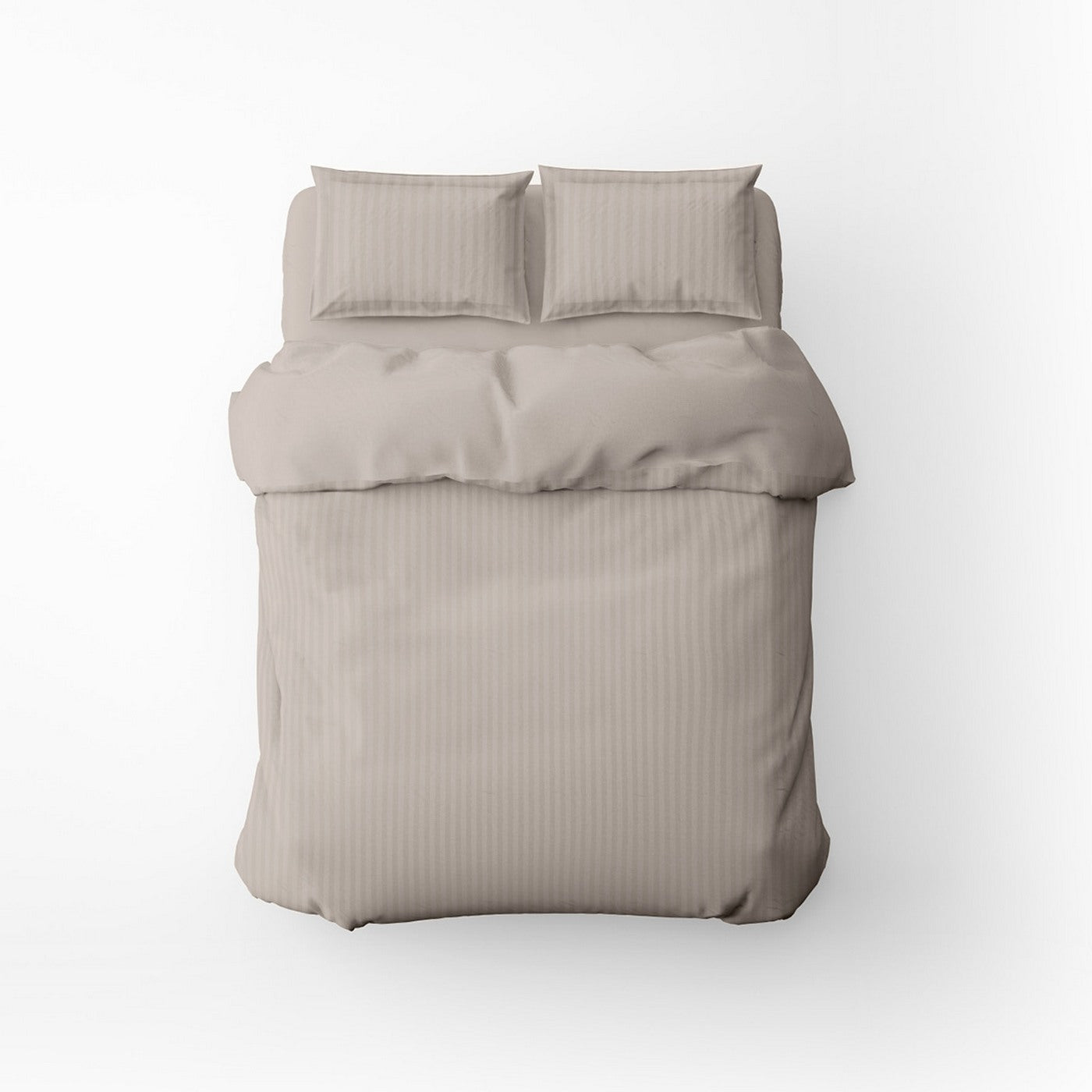 Dobby Stripe Woven - Housse De Couette + Taie D'Oreiller - Satin De Coton - Taupe 01