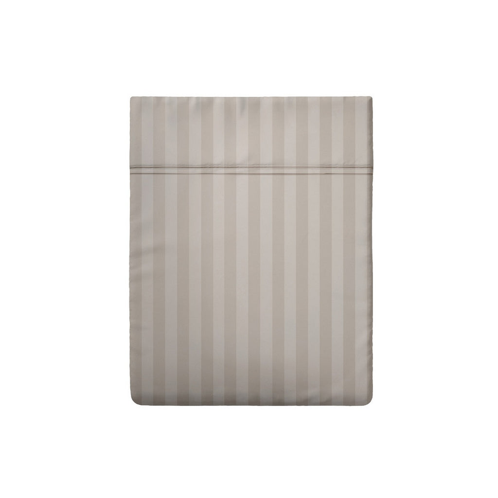 Dobby Stripe Woven Sheet Set - Drap Plat - Satin De Coton - Taupe 01
