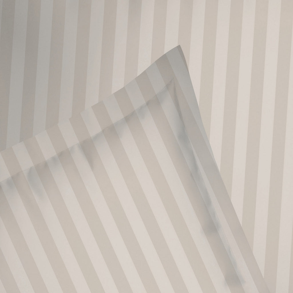 Dobby Stripe Woven - Drap Plat - Satin De Coton - Taupe 01