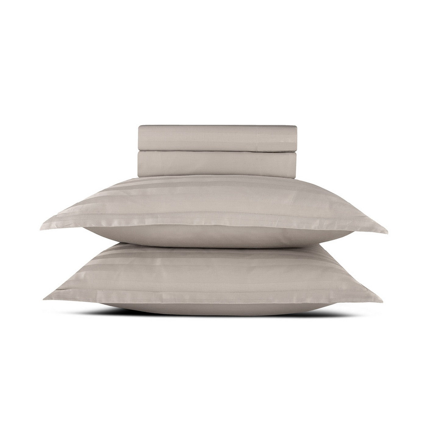 Dobby Stripe Woven - Ensemble De Draps - Satin De Coton - Taupe 01