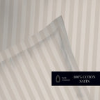 Dobby Stripe Woven - Ensemble De Draps - Satin De Coton - Taupe 01