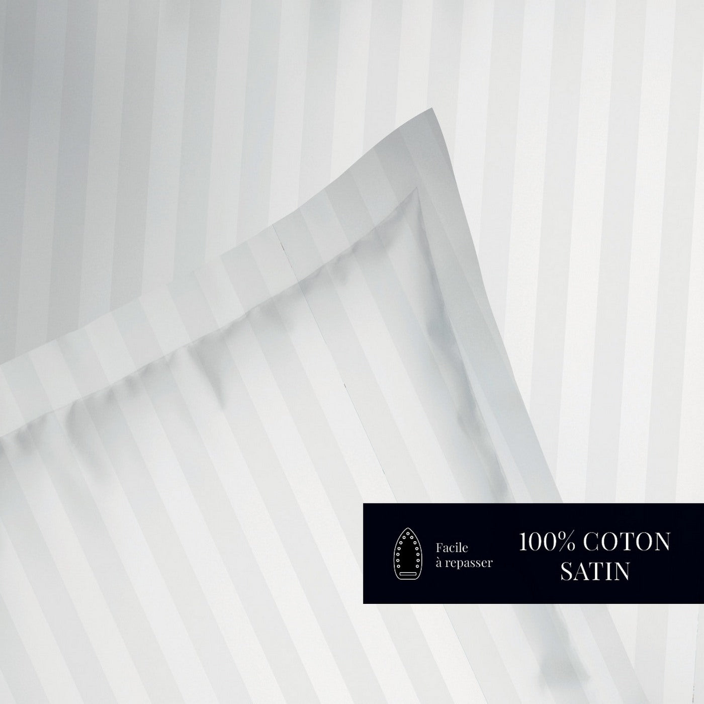 Dobby Stripe Woven - Housse De Couette + Taie D'Oreiller - Satin De Coton - Blanc 01
