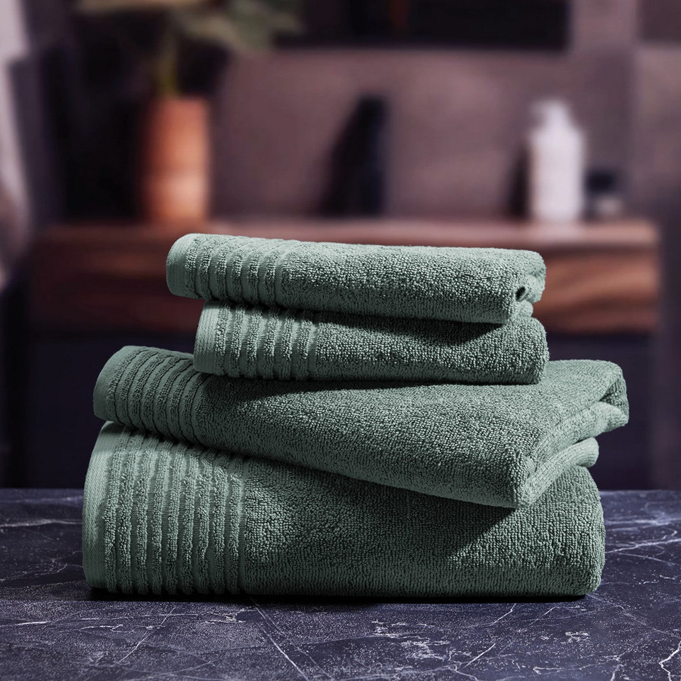 Ecume - Gant De Toilette Coton Peigné Lt - Vert Bouteille