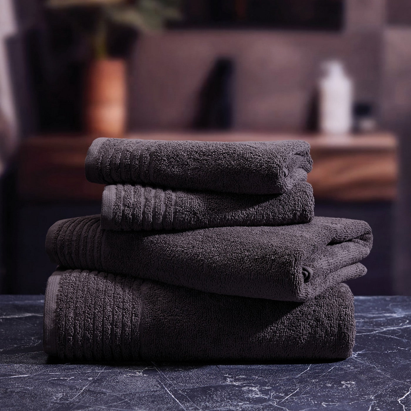 Ecume - Drap De Bain Coton Peigné Lt - Gris Foncé