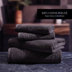 Ecume - Drap De Bain Coton Peigné Lt - Gris Foncé