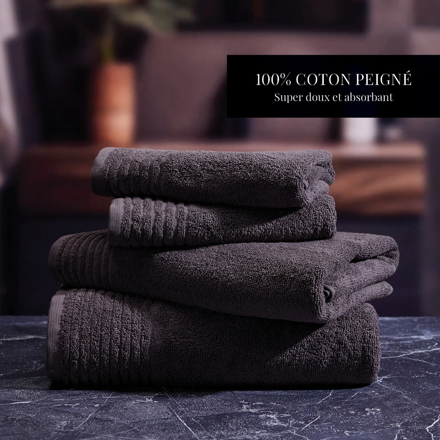 Pattern 18 - Tapis De Bain Coton - Gris Foncé