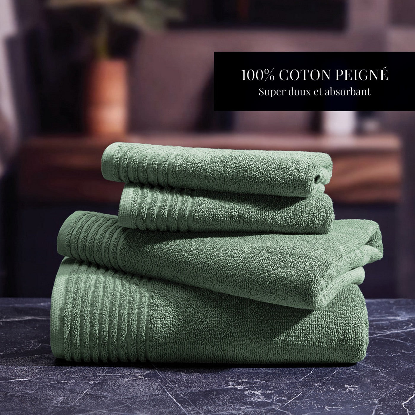 Pattern 19 - Tapis De Bain Coton - Vert Sauge