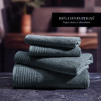 Ecume - Gant De Toilette Coton Peigné Lt - Bleu De Prusse