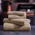 Ecume - Serviette + Drap De Bain Coton Peigné Lt - Taupe