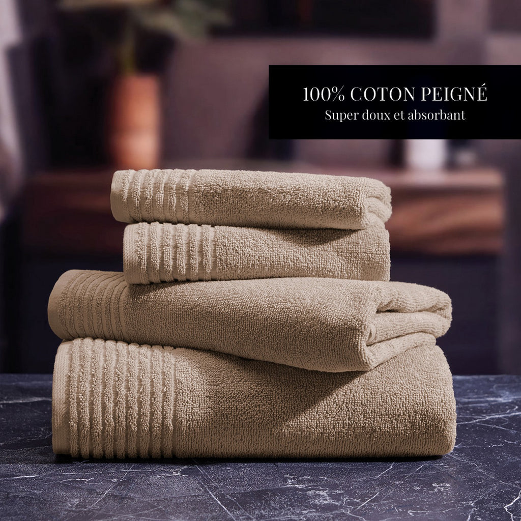 Ecume - Serviette De Bain Coton Peigné Lt - Taupe