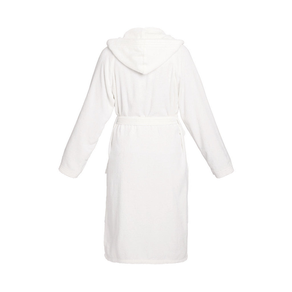 Uni - Peignoir Coton Velours Avec Capuche - Blanc