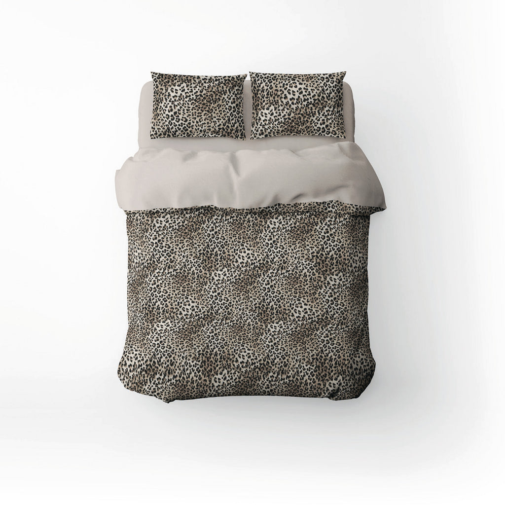Fauve - Housse De Couette + Taie D'Oreiller - Satin De Coton - Brun Clair