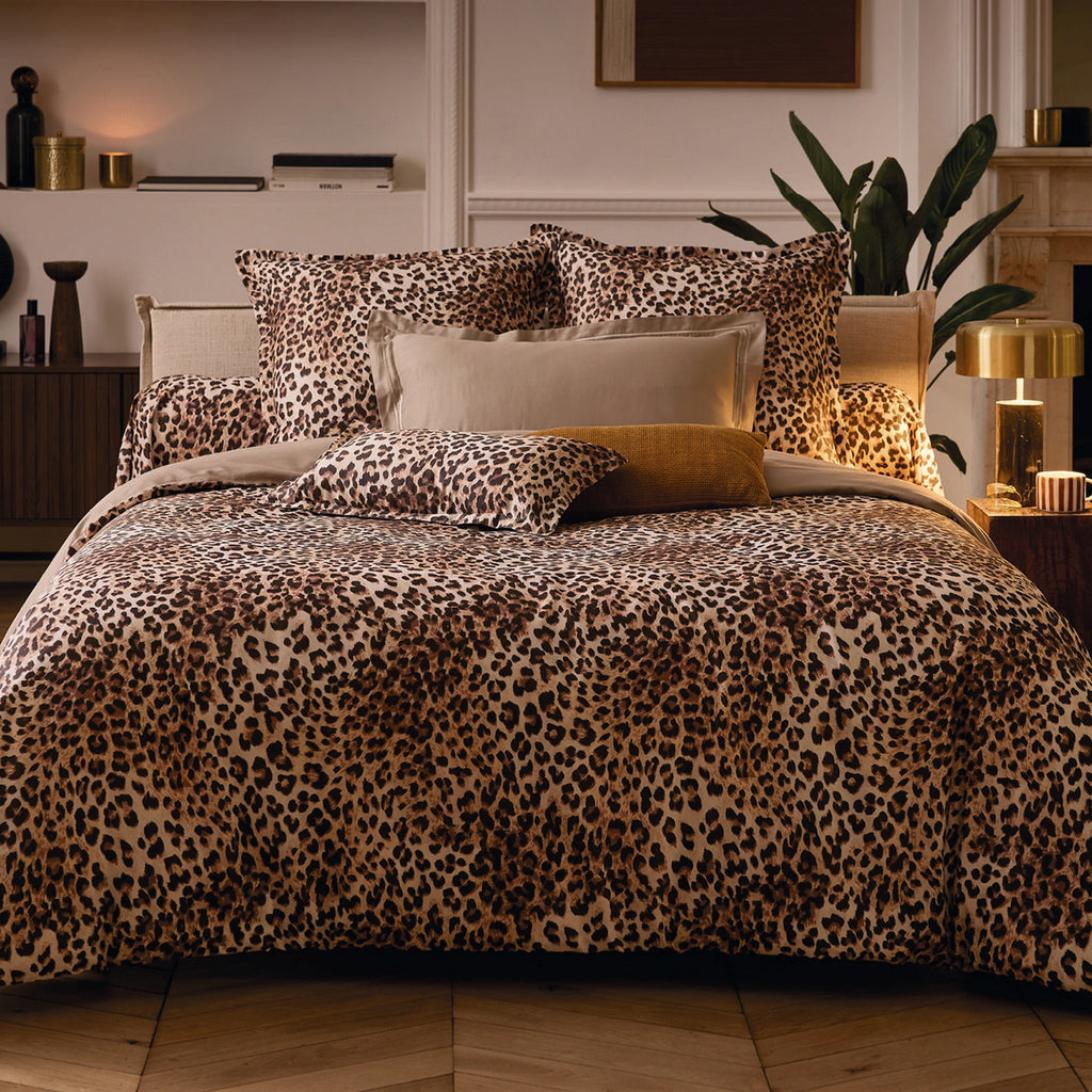 Fauve - Housse De Couette + Taie D'Oreiller - Satin De Coton - Brun Clair