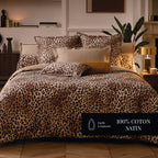Fauve - Housse De Couette + Taie D'Oreiller - Satin De Coton - Brun Clair