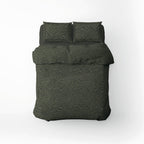 Evasion Zébrée - Housse De Couette + Taie D'Oreiller - Satin De Coton - Vert Foncé