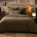 Evasion Zébrée - Housse De Couette + Taie D'Oreiller - Satin De Coton - Vert Foncé