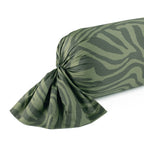 Evasion Zébrée - Taie De Traversin - Satin De Coton - Vert Foncé