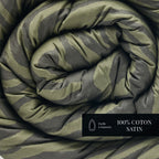 Evasion Zébrée - Édredon Avec Glands - Satin De Coton - Vert Foncé